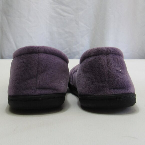 Dearfoams Women's Cozy Purple Velour Embroidered Ballet Slippers Size M (7-8) - Picture 4 of 10
